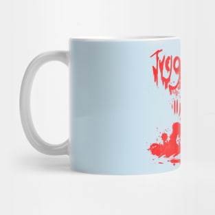 Zombie Hand Bloodied Juggernog on Light Blue Mug